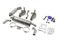 Kit d'échappement à valve commutable « 1 entrée, 2 sorties », double paroi à coupe oblique. Porsche 911 3.2L 1984-89 - 3606501101, 90007428203, 93011119206, 93011119308, 91111119102, 90091009701, 9000760250C, 9996001111, 93011102200, 93011102203, 93021102501, PCG91121100, 3606001101, 93011119112, 93021103301, 93021103304, 3606001104, 3606001108